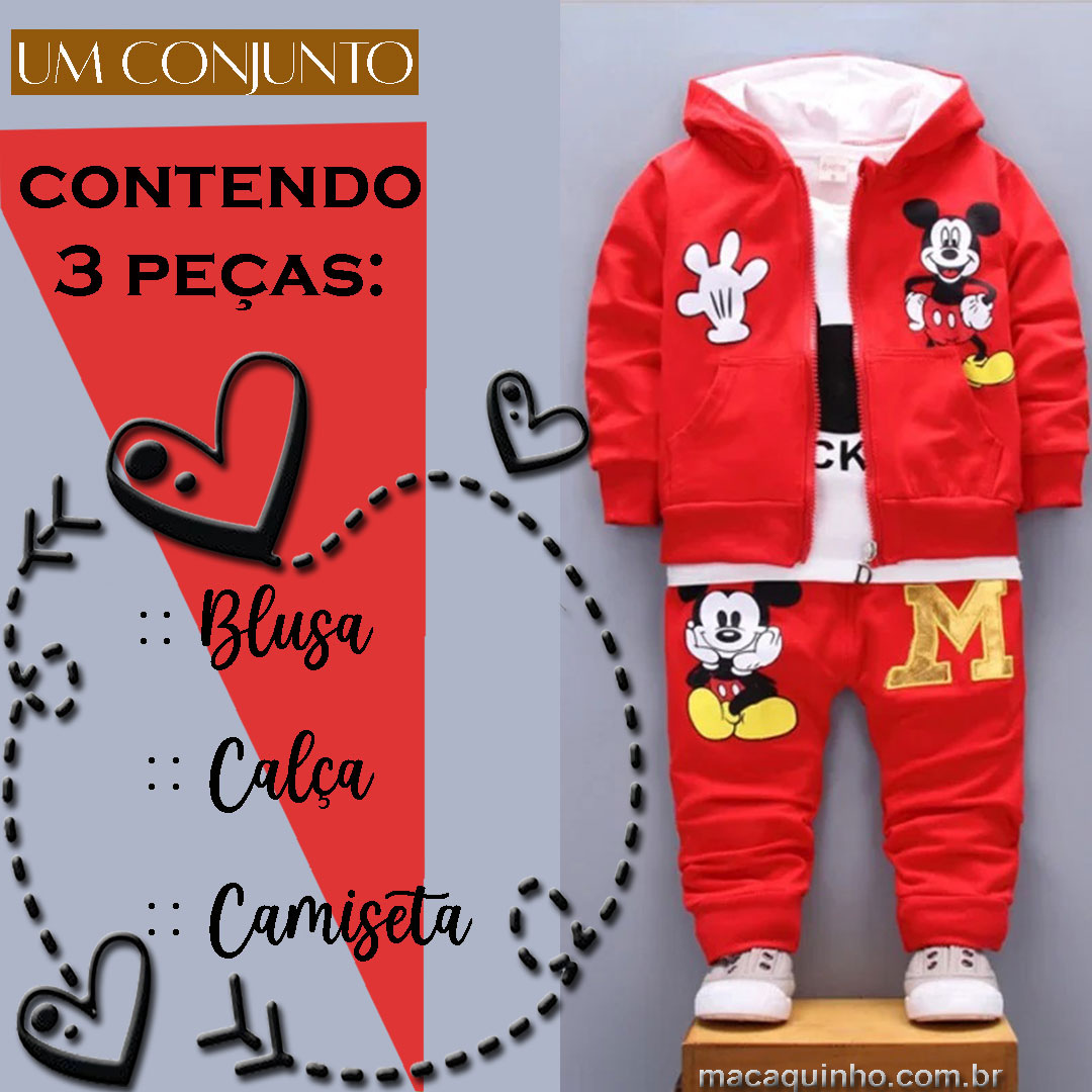 Conjunto de Roupa Infantil, Manga Comprida Mickey