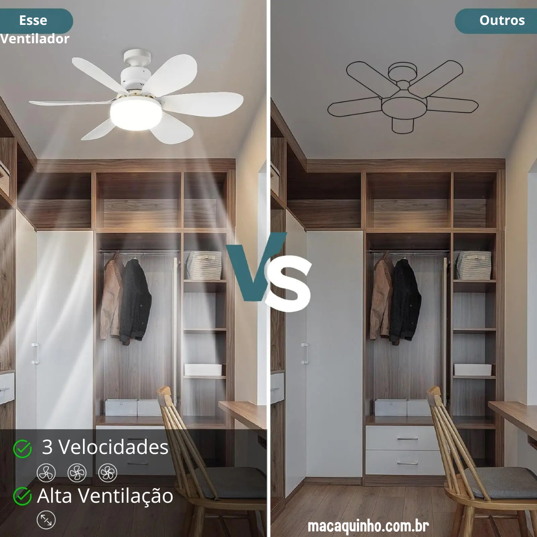 Ventilador de Teto com Soquete Led e Controle Remoto Analuc