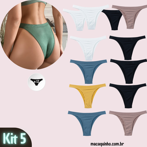 Calcinha Sem Costura Meia Tanga Mimicoo - Compre 5 Leve 12