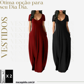 Vestido Manga Curta Plus Size Europa - Compre 1 Leve 2