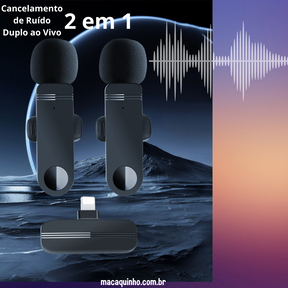 Microfone de Lapela sem Fio, Gravação de Áudio e Vídeo Kimosabe