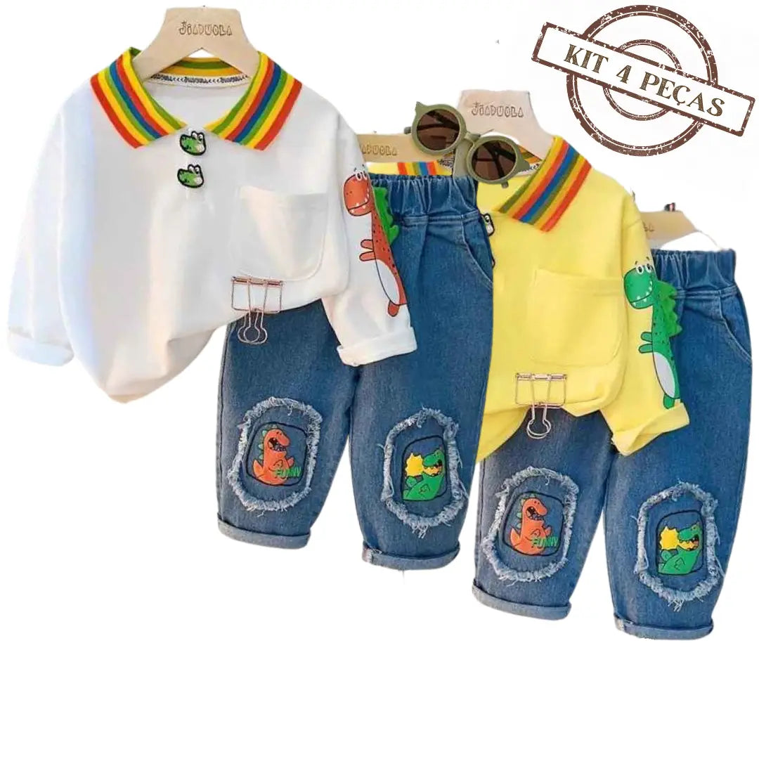 Kit Conjunto Moda Casual Camiseta + Calças 2 peças - ArcoIris