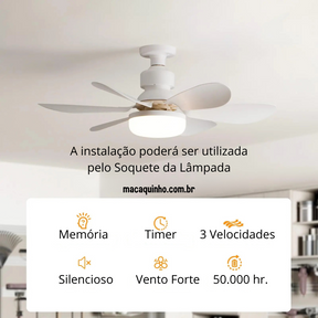 Ventilador de Teto com Soquete Led e Controle Remoto Analuc