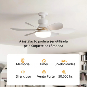 Ventilador de Teto com Soquete Led e Controle Remoto Analuc