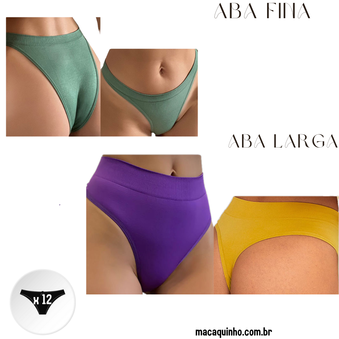 Calcinha Sem Costura Meia Tanga Mimicoo - Compre 5 Leve 12