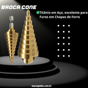 Broca Cone Titânio Revestido de Aço Jozin