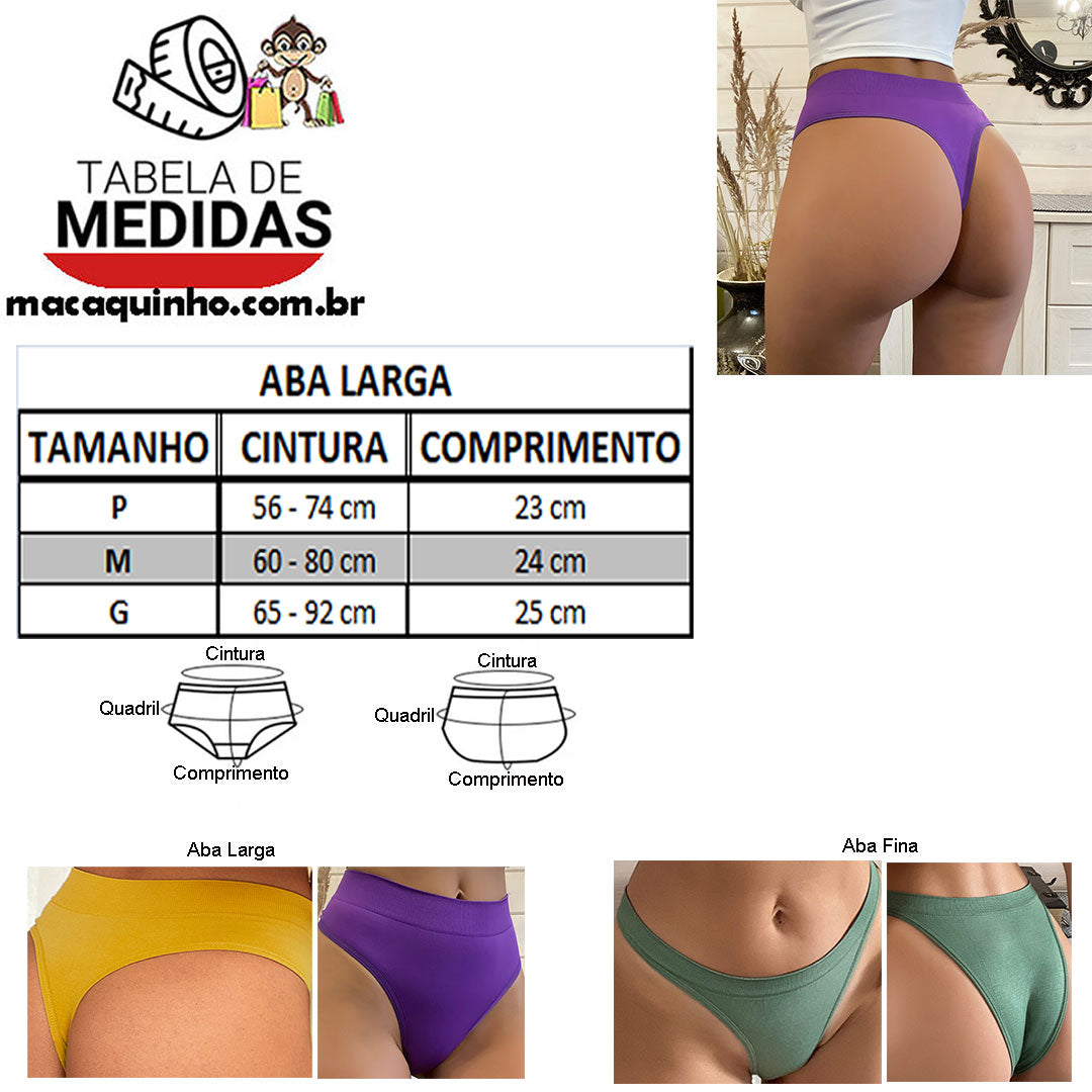 Calcinha Sem Costura Meia Tanga Mimicoo - Compre 5 Leve 12