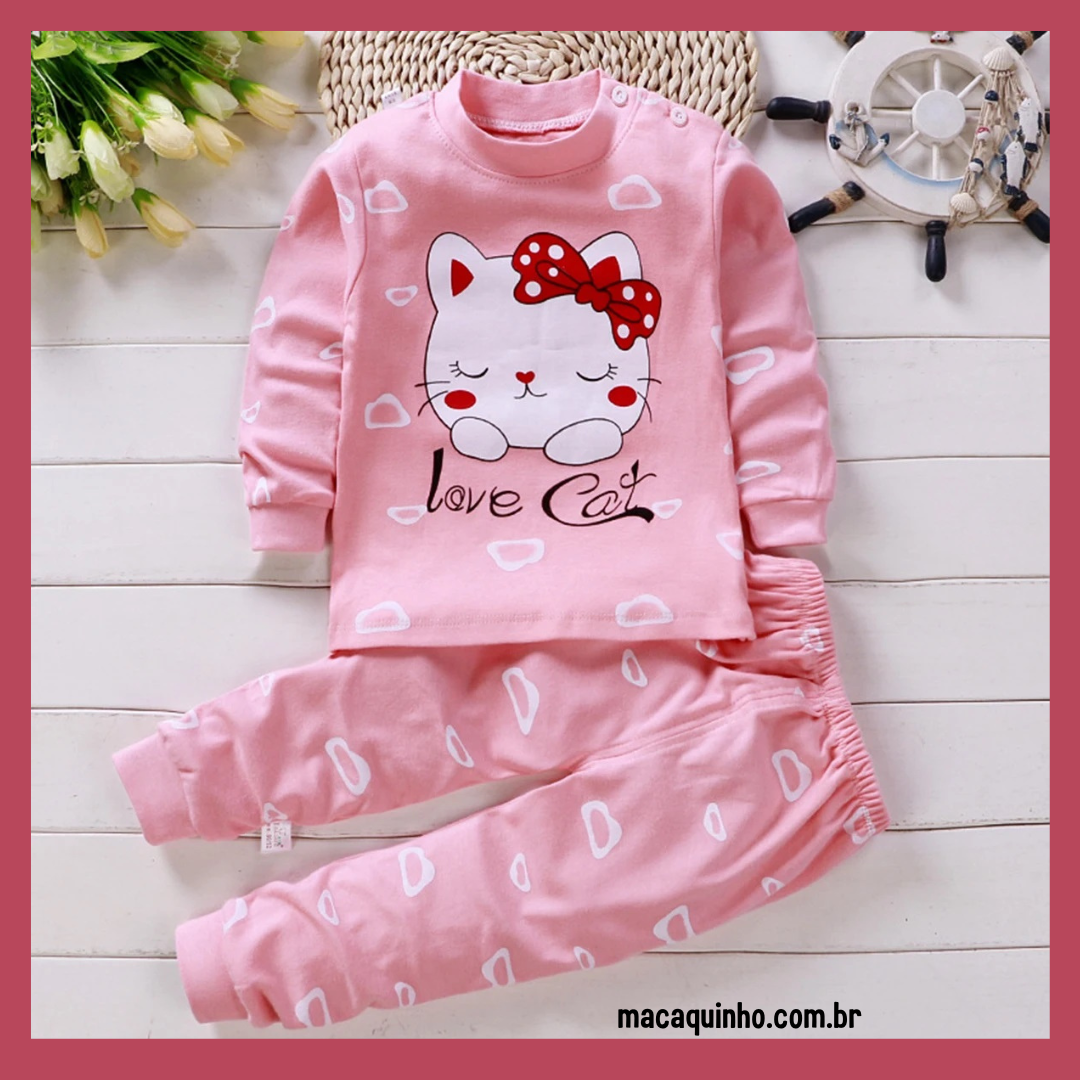 Conjunto Pijama Infantil De Algodão Leo